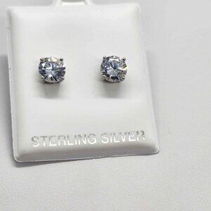 Brand New  Sterling Silver 925 White GemStone Studs - Earrings